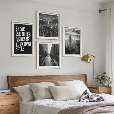 Ensemble de 4 tableaux Inspiration pour les rues de la ville en noir et blanc