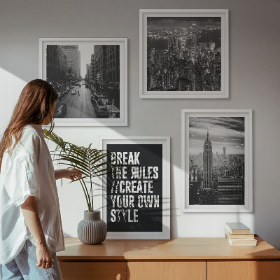 Ensemble de 4 tableaux Inspiration pour les rues de la ville en noir et blanc