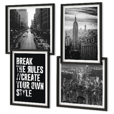 Ensemble de 4 tableaux Inspiration pour les rues de la ville en noir et blanc