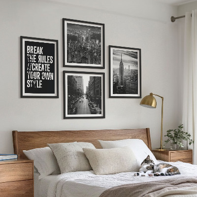 Ensemble de 4 tableaux Inspiration pour les rues de la ville en noir et blanc