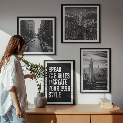 Ensemble de 4 tableaux Inspiration pour les rues de la ville en noir et blanc