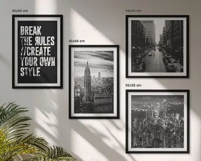 Ensemble de 4 tableaux inspiration urbaine en noir et blanc
