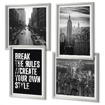 Ensemble de 4 tableaux Inspiration pour les rues de la ville en noir et blanc