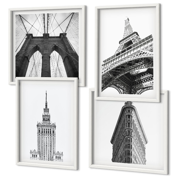 Mur de tableaux Architecture minimaliste en noir et blanc