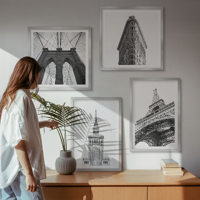 Mur de tableaux Architecture minimaliste en noir et blanc