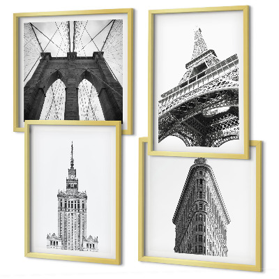 Mur de tableaux Architecture minimaliste en noir et blanc