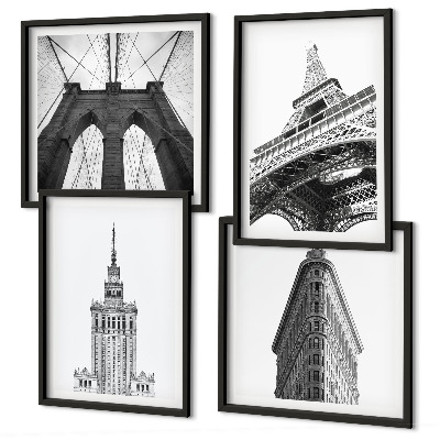 Mur de tableaux Architecture minimaliste en noir et blanc