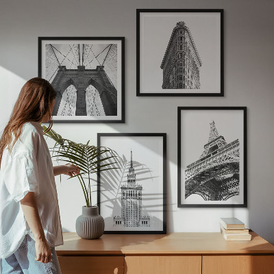 Mur de tableaux Architecture minimaliste en noir et blanc