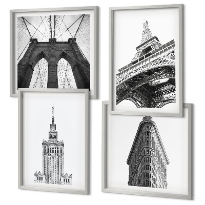 Mur de tableaux Architecture minimaliste en noir et blanc