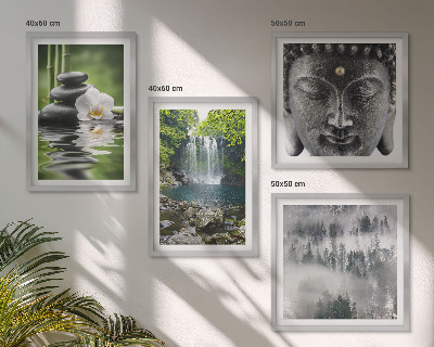Polyptyque z cadres Harmonie de la nature, pierres, eau, bouddha
