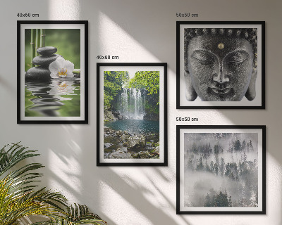 Polyptyque z cadres Harmonie de la nature, pierres, eau, bouddha
