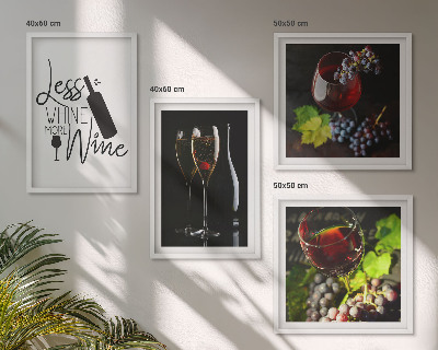 Ensemble de 4 tableaux Verres à vin avec raisins et inscription