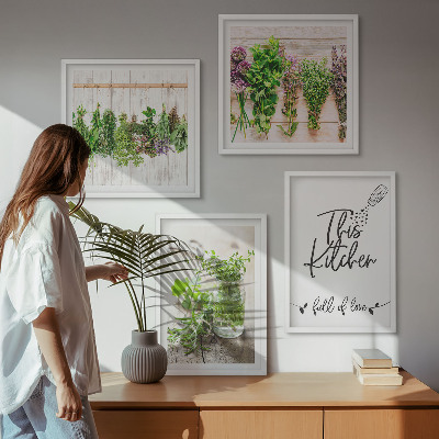 Polyptyque z cadres Thème de cuisine aux herbes séchées
