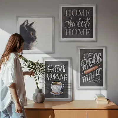 Ensemble de 4 tableaux motifs de chats pour décoration de cuisine