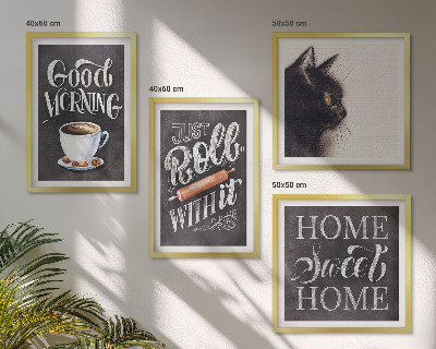 Ensemble de 4 tableaux Thèmes de cuisine à la maison avec chat