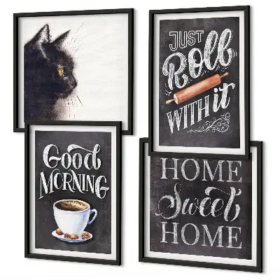Ensemble de 4 tableaux motifs de chats pour décoration de cuisine