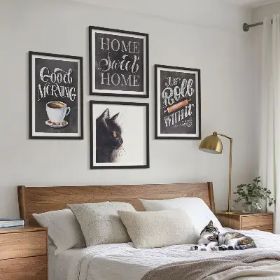 Ensemble de 4 tableaux motifs de chats pour décoration de cuisine