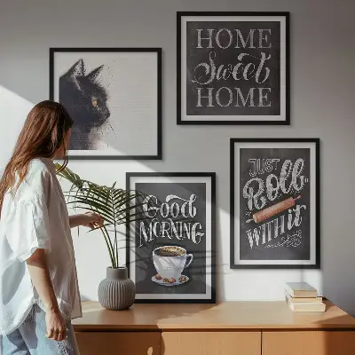 Ensemble de 4 tableaux motifs de chats pour décoration de cuisine