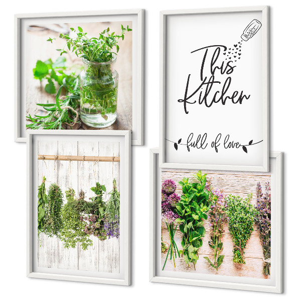 Mur de tableaux Plantes aromatiques pour la cuisine en train de sécher