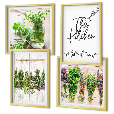 Mur de tableaux Plantes aromatiques pour la cuisine en train de sécher