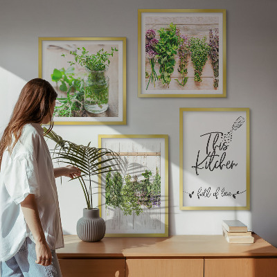 Mur de tableaux Plantes aromatiques pour la cuisine en train de sécher