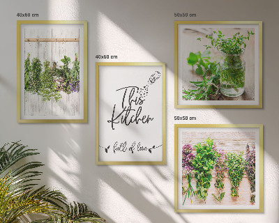 Mur de tableaux Plantes aromatiques pour la cuisine en train de sécher