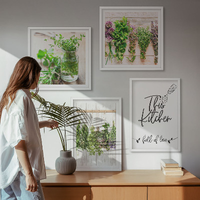 Mur de tableaux Plantes aromatiques pour la cuisine en train de sécher