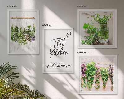 Mur de tableaux Plantes aromatiques pour la cuisine en train de sécher