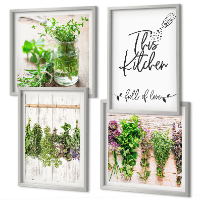 Mur de tableaux Plantes aromatiques pour la cuisine en train de sécher