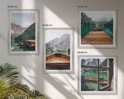 Mur de tableaux Paysages de montagne chalets bateaux