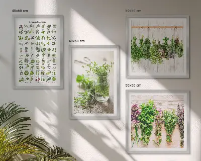 Herbes séchées pour la cuisine polyptyque composé de 2 cadres