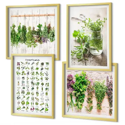 Herbes séchées pour la cuisine polyptyque composé de 2 cadres