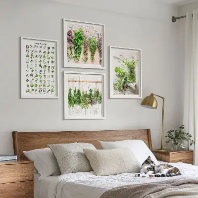 Herbes séchées pour la cuisine polyptyque composé de 2 cadres