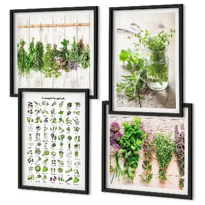 Herbes séchées pour la cuisine polyptyque composé de 2 cadres