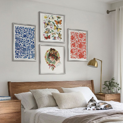 Mur de tableaux Ornements vintage de fleurs et de papillons