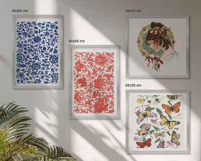 Mur de tableaux Ornements vintage de fleurs et de papillons