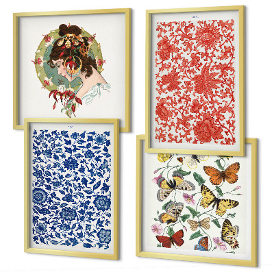 Mur de tableaux Ornements vintage de fleurs et de papillons