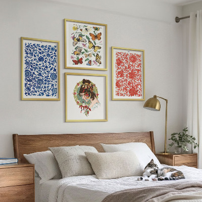 Mur de tableaux Ornements vintage de fleurs et de papillons
