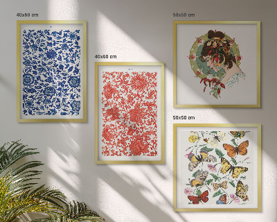 Mur de tableaux Ornements vintage de fleurs et de papillons
