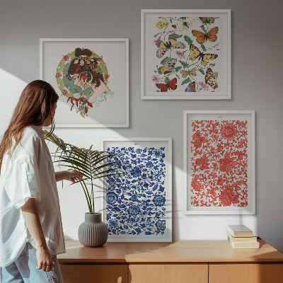 Mur de tableaux Ornements vintage de fleurs et de papillons