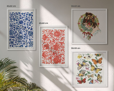 Mur de tableaux Ornements vintage de fleurs et de papillons