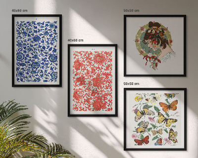 Mur de tableaux Ornements vintage de fleurs et de papillons