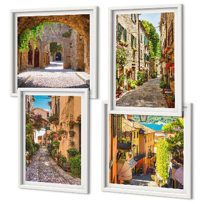 Polyptyque z cadres Rues italiennes fleurs architecture