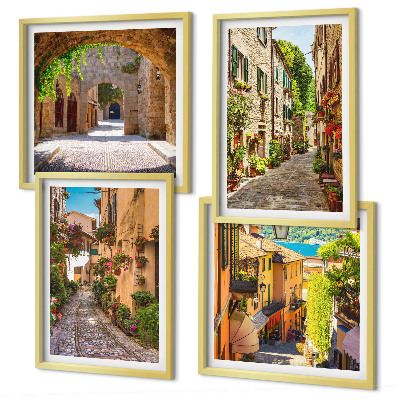 Polyptyque z cadres Rues italiennes fleurs architecture