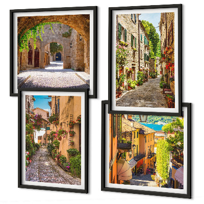 Polyptyque z cadres Rues italiennes fleurs architecture