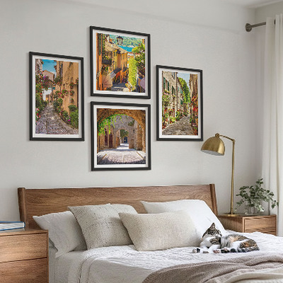 Polyptyque z cadres Rues italiennes fleurs architecture