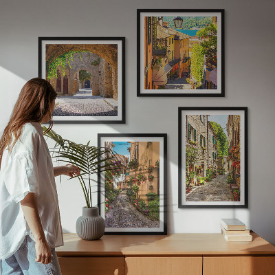 Polyptyque z cadres Rues italiennes fleurs architecture