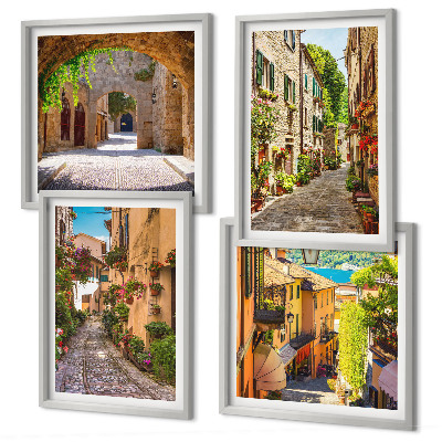 Polyptyque z cadres Rues italiennes fleurs architecture
