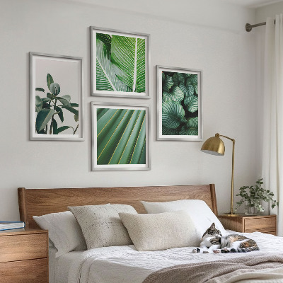 Ensemble de 4 tableaux Feuilles tropicales vertes