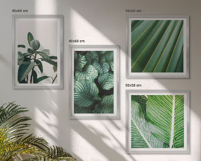 Ensemble de 4 tableaux Feuilles tropicales vertes